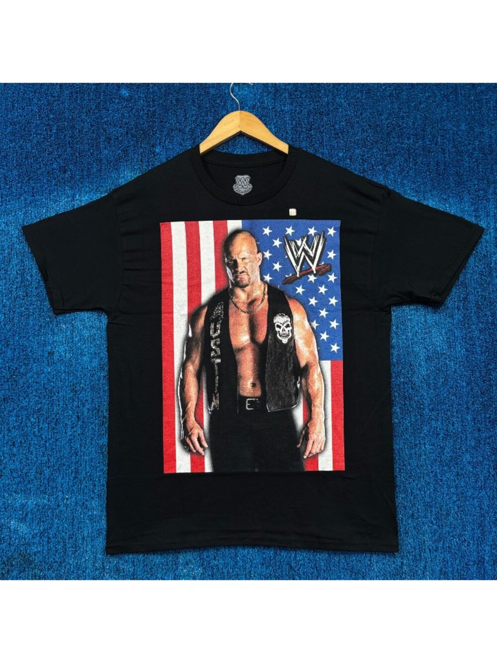 Stone Cold Steve Austin American Flag Superstar Poster Tee L
